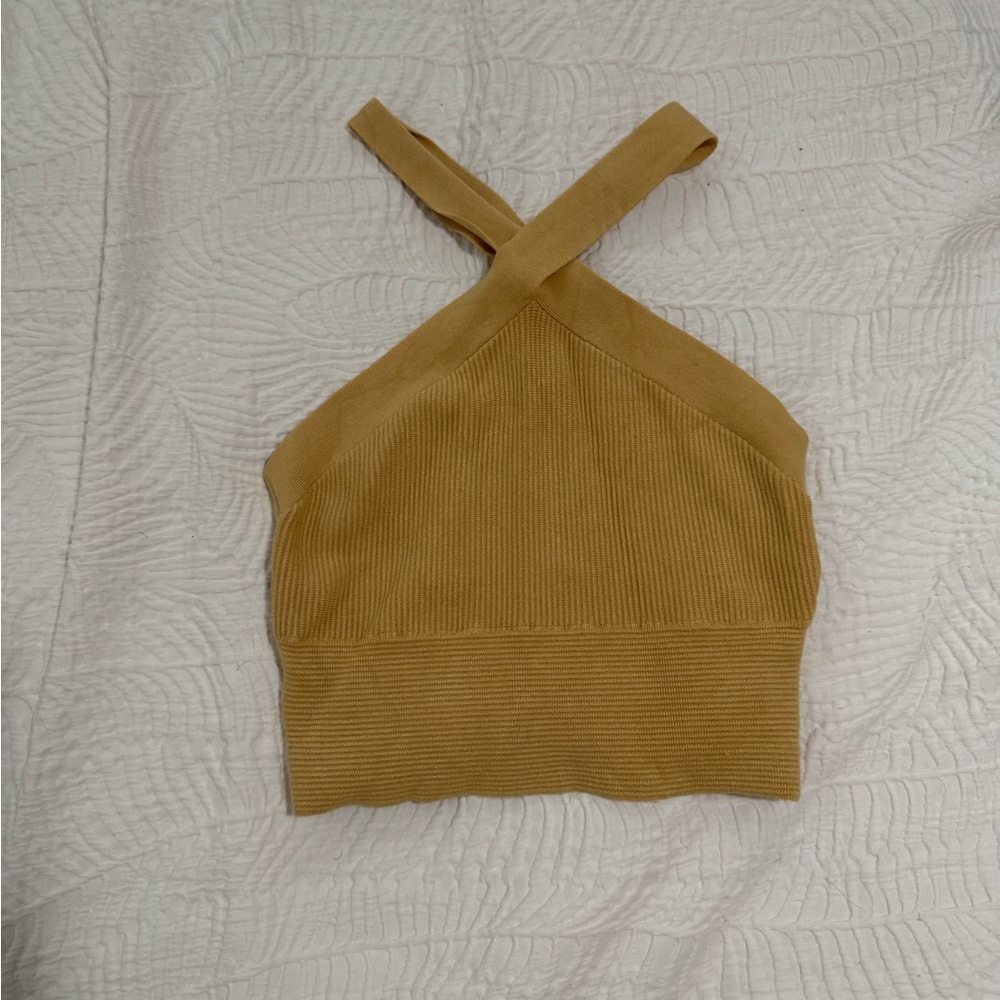 Abercrombie & Fitch Mustard Ribbed Halter Top